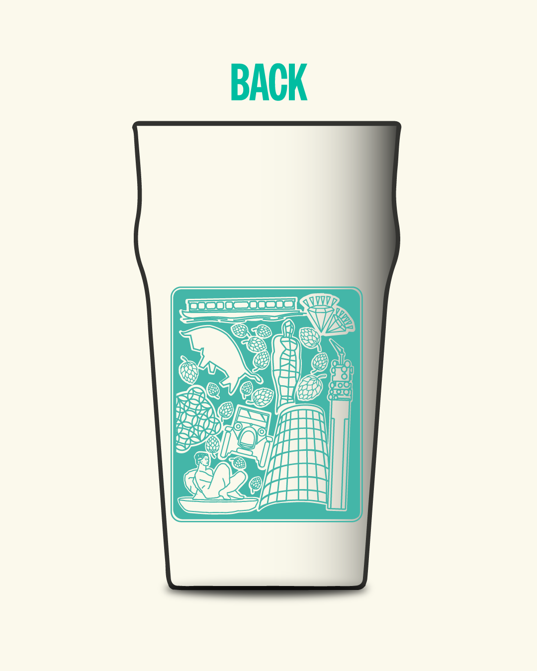 Attic Pint Glass Green